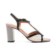 Chie Mihara Beige Spänne Fotledsrem Blockklack Skor Black, Dam