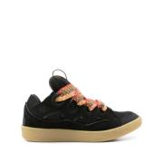 Lanvin Svart Snörad Sneaker med Gummisula Black, Herr