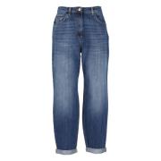 Elisabetta Franchi Blå Bomullsjeans med Bältesöglor Blue, Dam