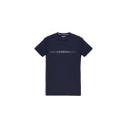 Emporio Armani Blå Bomull Herr T-shirt Höst/Vinter Blue, Herr