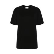 Mazzarelli Svart Bomullsblandning Rund Hals T-shirt Black, Dam