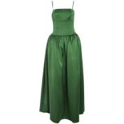 Self Portrait Grön Satin Bandeau Maxi Klänning Green, Dam