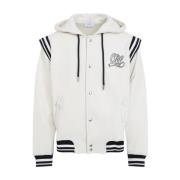 Off White Vit Fleece Varsity Hoodie White, Herr