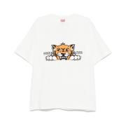 Kenzo Vit Logotyp Broderad T-shirt White, Herr