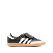 Adidas Svarta lädersneakers med signaturränder Black, Herr