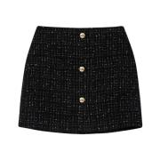 Anine Bing Tweed High Waist Kjol Black, Dam