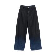 3X1 Svart Coated Denim Wide Leg Jeans Blue, Dam