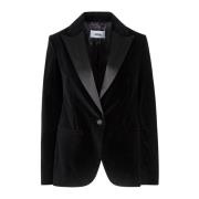 Mauro Grifoni Sammet Blazer med Satin Revers Black, Dam