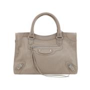 Balenciaga City Medium Läderhandväska Beige, Dam