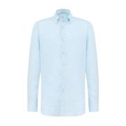 Kiton Handgjord Linneskjorta Blue, Herr