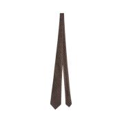 Kiton Brun och Vit Blommig Sidenslips Brown, Unisex