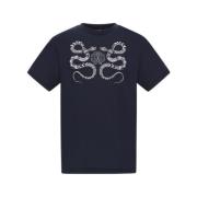 Roberto Cavalli T-shirt med ormskinnsmönster Blue, Herr