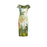 Roberto Cavalli Botaniskt Tryck Klänning Slim Fit Knälängd Multicolor,...