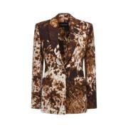 Roberto Cavalli Print Blazer Tillverkad i Italien Brown, Dam