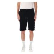 C.p. Company Diagonal Fleece Logo Shorts Black, Herr