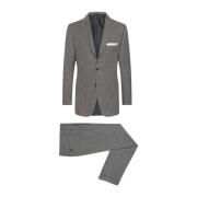 Kiton Herringbone Ullkostym Gray, Herr