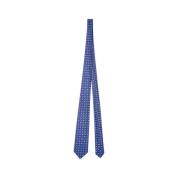 Kiton Handgjord Geometrisk Sidenslips Blue, Unisex