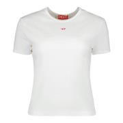 Diesel Vit Bomull Rund Hals T-shirt White, Dam