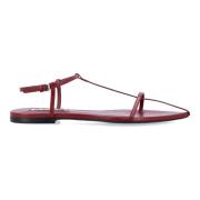 Jil Sander Röda platta bur sandaler Red, Dam