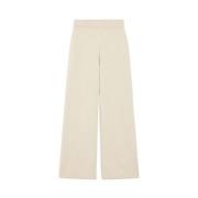 Max Mara Weekend Ecru Wide Leg Stickade Byxor Beige, Dam