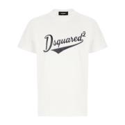 Dsquared2 Avslappnad Bomull T-shirt för Män White, Herr