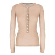 Laneus Topp med Lurex knappar Beige, Dam