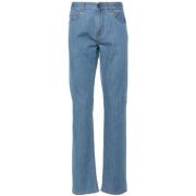 Canali Slim Mid-Rise Jeans med Logo Patch Blue, Herr