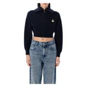 Isabel Marant Étoile Midnight Blue Stickad Dragkedja Kofta Blue, Dam