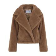 Max Mara Kort Teddy Nageljacka Kamel Brown, Dam