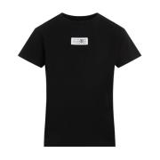 MM6 Maison Margiela Svart Bomull T-shirt med Vitt Logotyp Black, Dam