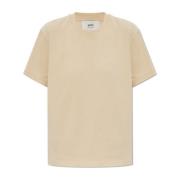 Ami Paris T-shirt med logotyp Beige, Dam