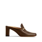 Tod's Brun Läder Logotyp Klack Slip-On Skor Brown, Dam