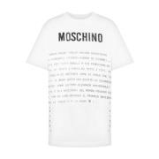 Moschino Vit Logotyp Tryck Crew Neck T-shirt White, Dam