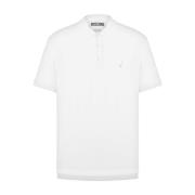 Moschino Broderat motiv vit polotröja White, Herr