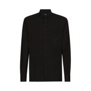 Dolce & Gabbana Svart Broderad Logoskjorta Black, Herr