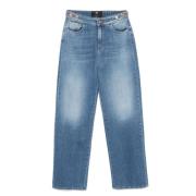 3X1 Indigo Blå Denim Straight Leg Jeans Blue, Dam