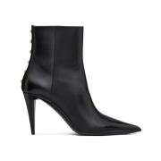 Valentino Svarta Läder Stilett Ankelboots Black, Dam