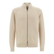 Boggi Milano 100% Bomull Hel Dragkedja Jumper Beige, Herr