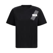 MM6 Maison Margiela Ikoniskt Monogram Ribbad Bomull T-shirt Black, Dam