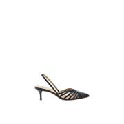 Francesco Russo Patentläder Slingback Stiletto Pumps Black, Dam