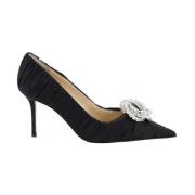 Mach & Mach Satin Rhinestone Stiletto Pumps Black, Dam