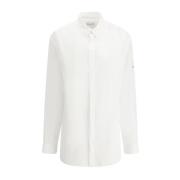 Moncler Monokrom Oversize Bomullsskjorta med Klassisk Krage White, Dam