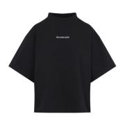 Balenciaga Logo Motif Cropped T-Shirt Black, Dam