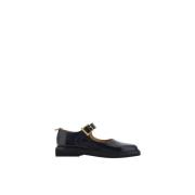 Thom Browne Justerbar Rem Läder Ballerina med Blockklack Black, Dam