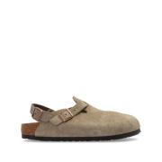 Birkenstock Taupe Mocka Mandel Tå Spänne Skor Green, Herr