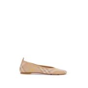 Burberry Rutig Stickad Ballerinaskor med Gummisula Beige, Dam