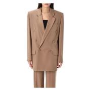 Saint Laurent Silk Crepe Jacket Brown, Dam