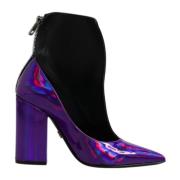 Dolce & Gabbana Svarta Läder Ankelboots med Dragkedja Purple, Dam