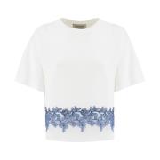 Ermanno Scervino Blommig Spets T-shirt med Elegant Stil White, Dam