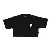 Propaganda Svart Croptop Tee med Pyromantics Logo Black, Dam